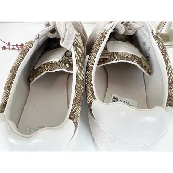 Coach NWB Kelson Kelson Outline Signature Suede Sneakers Khaki Chalk Size 8M - Picture 10 of 16